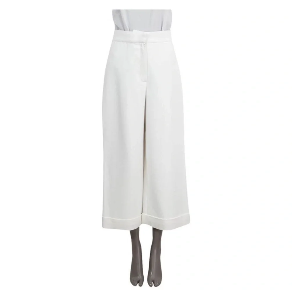 CHANEL White and Blue Wide Leg Pants